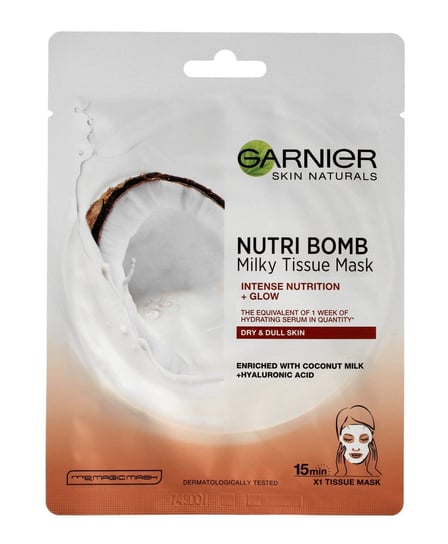 Garnier, Skin Naturals, Maseczka na tkaninie odżywczo-rozświetlająca Nutri Bomb, 1 szt. Garnier