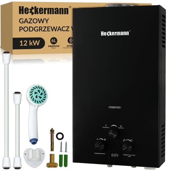 Gazowy podgrzewacz wody gazowy Heckermann JSD-HB04 12L LPG Czarny Heckermann