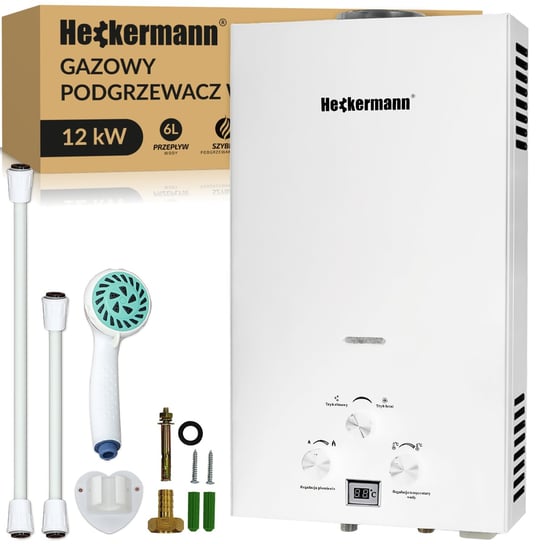 Gazowy podgrzewacz wody gazowy Heckermann JSD-HB05 18L LPG Biały Heckermann