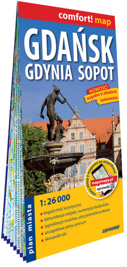 Gdańsk, Gdynia, Sopot laminowany plan miasta 1:26 000 Opracowanie zbiorowe