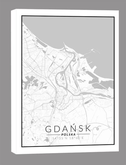 Gdańsk mapa czarno biała - obraz na płótnie 40x60 cm Inna marka