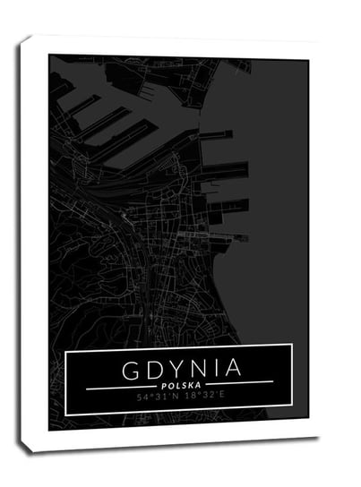 Gdynia mapa dark - obraz na płótnie 40x50 cm Galeria Plakatu