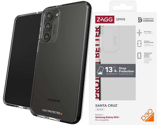 Gear4 Santa Cruz - Etui Obudowa Ochronna Do Samsung Galaxy S23 Plus 5G (Clear-Black) GEAR4