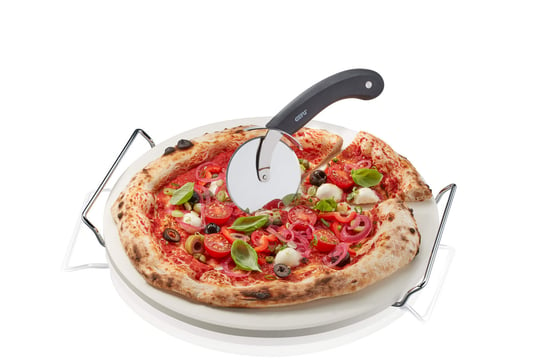 GEFU Zestaw: nóż do pizzy + kamień ze stojakiem okrągły DARIOSO Gefu