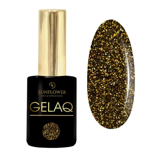 Gelaq, Glitter Nr 143  Lakier Hybrydowy  UV - Brokat Złoto-Czarny SUNFLOWER