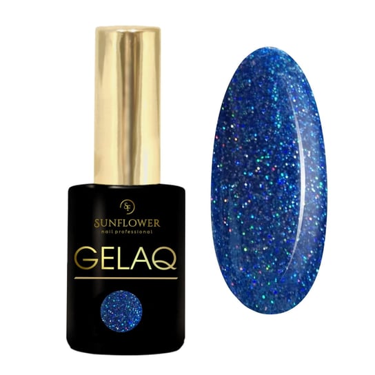 Gelaq, Glitter Nr 174         Lakier Hybrydowy  UV - Niebieski Holo. Brokat SUNFLOWER