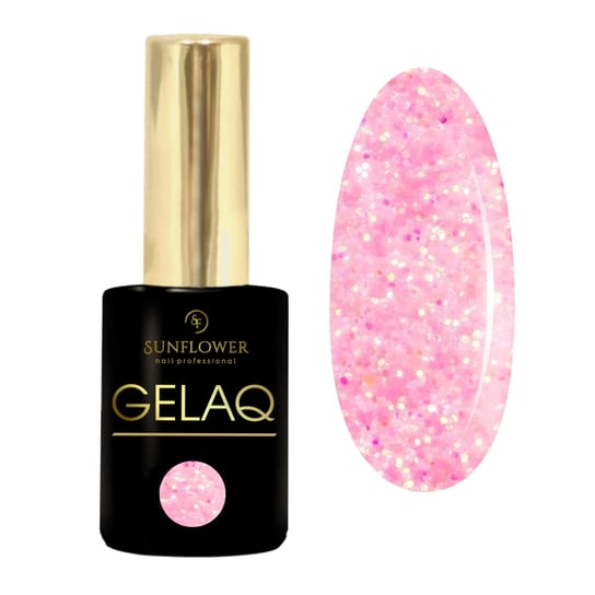 Gelaq, Glitter Nr 180    Lakier Hybrydowy  UV - Róż Brokat SUNFLOWER