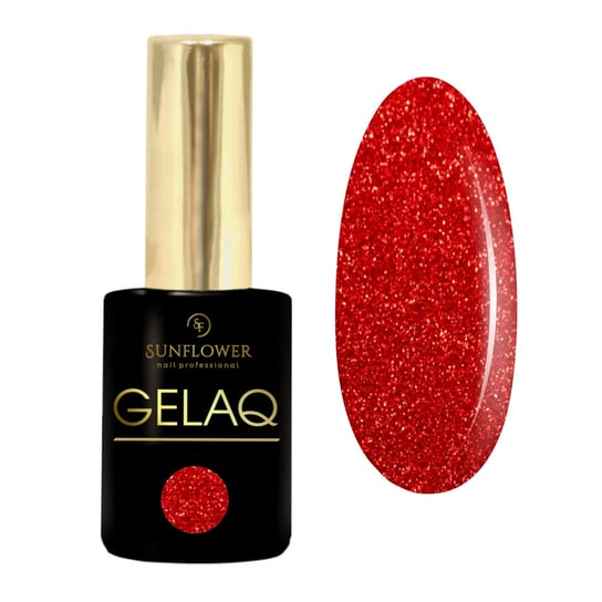 Gelaq, Glitter Nr 268        Lakier Hybrydowy  UV - Czerwony Brokat SUNFLOWER