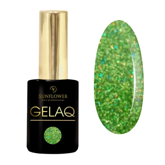 Gelaq, Glitter Nr 270         Lakier Hybrydowy  UV - Zielony Brokat SUNFLOWER