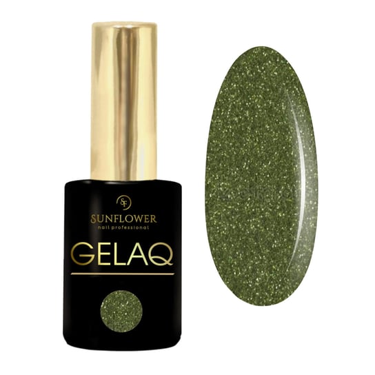 Gelaq, Nr 350 - Lakier Hybrydowy Glitter  UV - Deep Green SUNFLOWER