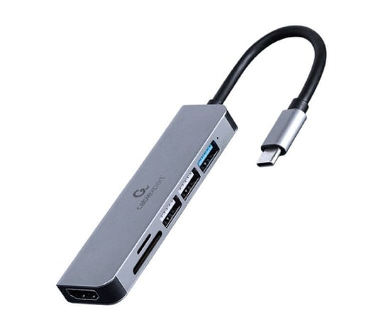 Gembird, Multi Adapter USB Typ-C 6w1 (hub + Hdmi + Czytnik Kart) Srebrny Gembird