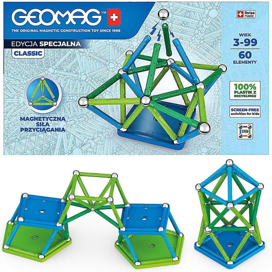 Geomag Classic Klocki Magnetyczne Konstrukcyjne Geometryczne 60 Elementów Geomag