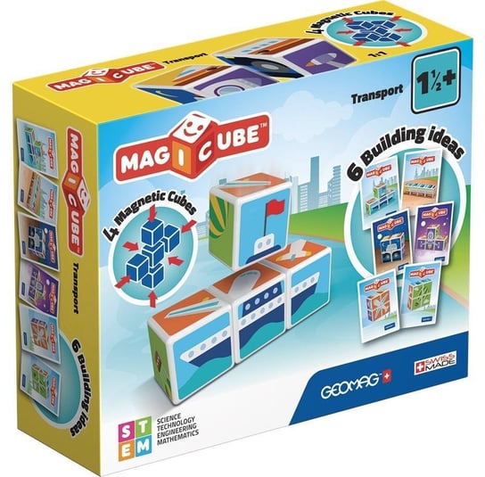 Geomag, klocki magnetyczne, Magicube Printed Transport + Cards 7 pcs Geomag