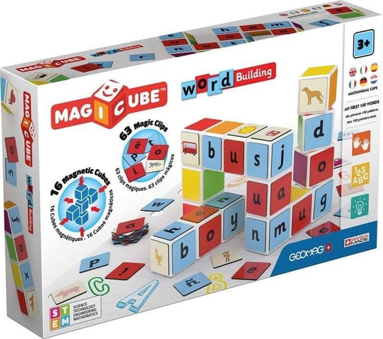 Geomag, klocki magnetyczne, Magicube Word Building + Clips 79 pcs Geomag