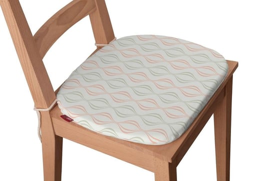 Geometric Siedzisko Bartek na krzesło, szaro - łososiowe fale na białym tle, 40x37x2,5 cm Dekoria