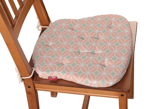 Geometric Siedzisko Filip na krzesło, szare romby na łososiowym tle, 41x38x3,5 cm Dekoria
