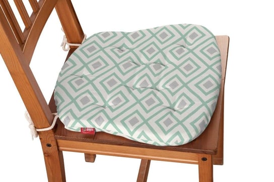 Geometric Siedzisko Filip na krzesło, szaro - miętowe romby na białym tle, 41x38x3,5 cm Dekoria