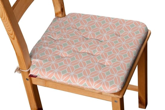 Geometric Siedzisko Olek na krzesło, szare romby na łososiowym tle, 42x41x3,5 cm Dekoria
