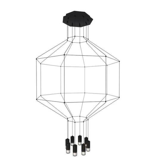 Geometryczna LAMPA wisząca KKSXT080-8P metalowa OPRAWA kable ZWIS sześcian czarny Step Into Design
