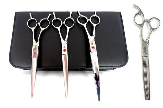 GEPARD zestaw fryzjerski degażówki nożyczki gięte groomerskie 7,0 + futerał do strzyżenia włosów do salonu linia Classic Calissimo