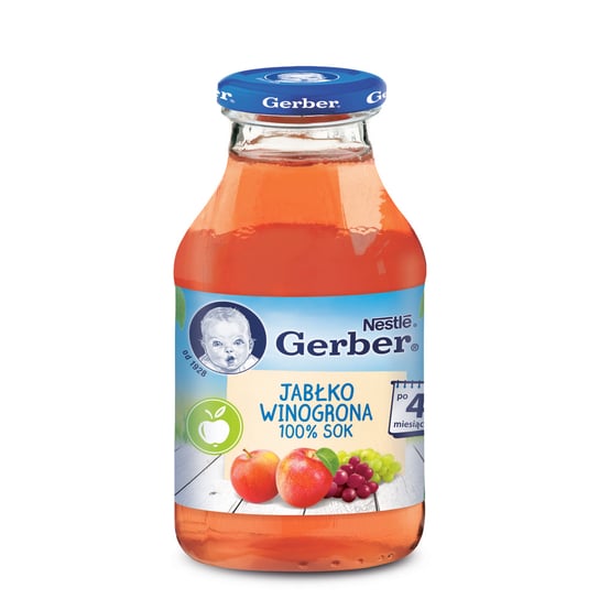Gerber 100% sok jabłko winogrona po 4 mies 200ml Gerber