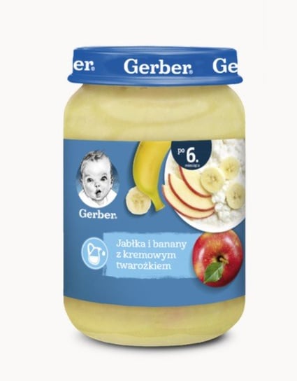 Gerber, Deserek jabłka i banany z kremowym twarożkiem dla niemowląt po 6 miesiącu, 190 g Gerber