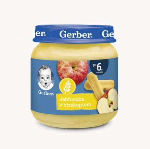Gerber, Deserek jabłuszka z biszkoptem dla niemowląt po 6 miesiącu, 125 g Gerber