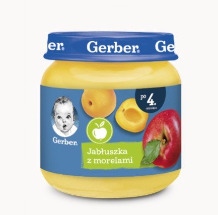 Gerber, Deserek jabłuszka z morelami dla niemowląt po 4 miesiącu, 125 g Gerber