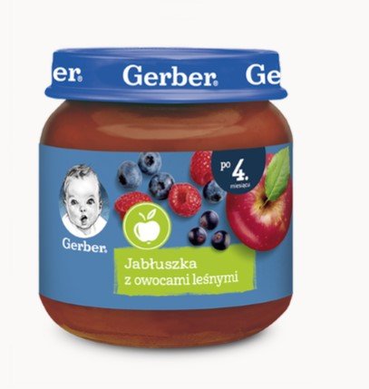 Gerber, Deserek jabłuszka z owocami leśnymi dla niemowląt po 4 miesiącu, 125 g Gerber
