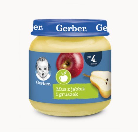 Gerber, Deserek mus z jabłek i gruszek dla niemowląt po 4 miesiącu, 125 g Gerber