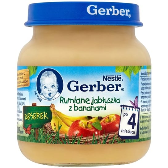 Gerber, Deserek Rumiane jabłuszka z bananami, 125 g Gerber