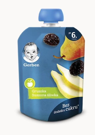 Gerber, Deserek w tubce gruszka suszona śliwka dla niemowląt po 6 miesiącu, 90 g Nestle