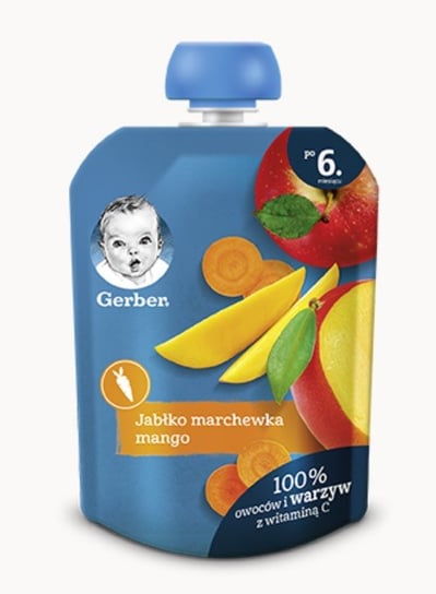 Gerber, Deserek w tubce jabłko marchew mango dla niemowląt po 6 miesiącu, 90 g Gerber