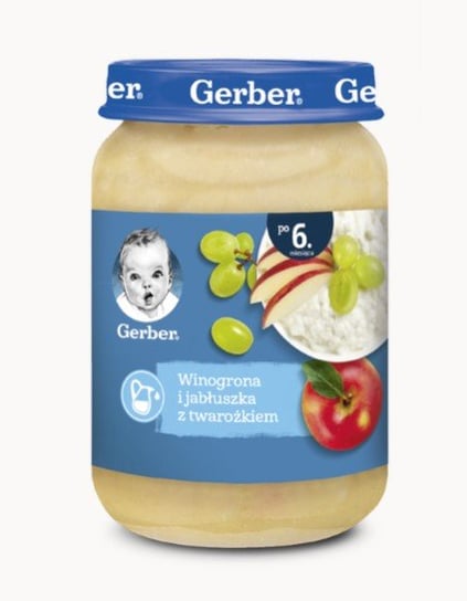 Gerber, Deserek winogrona i jabłuszka z twarożkiem dla niemowląt po 6 miesiącu, 190 g Gerber