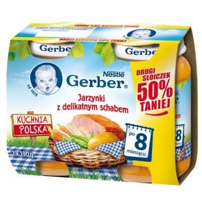 Gerber, Jarzynki z delikatnym schabem, 8m+, 2x190g Nestle