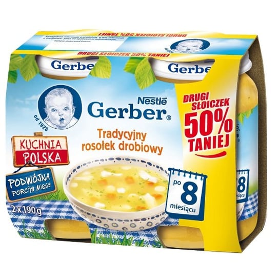 Gerber, Kuchnia Polska, Tradycyjny rosołek drobiowy, 2x190g Gerber
