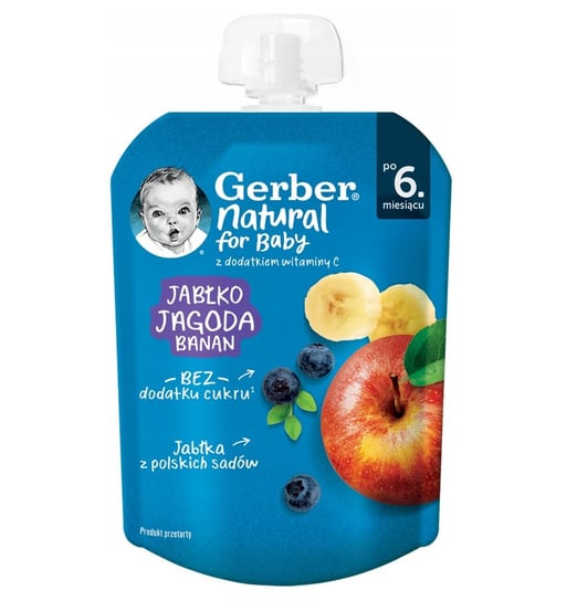 GERBER NATURAL MUS JABŁKO,JAGODA, BANAN 80G Gerber