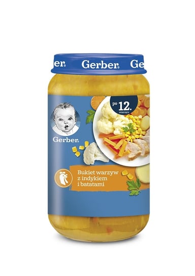 Gerber Obiadek bukiet warzyw z indykiem i batatami dla dzieci po 12 miesiącu 250 g Gerber