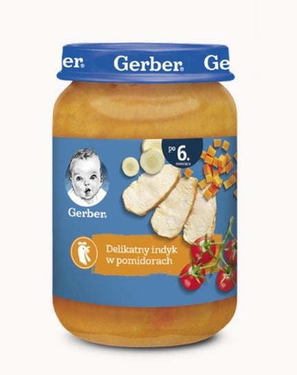 Gerber, Obiadek Delikatny indyk w pomidorach dla niemowląt po 6 miesiącu, 190 g Gerber