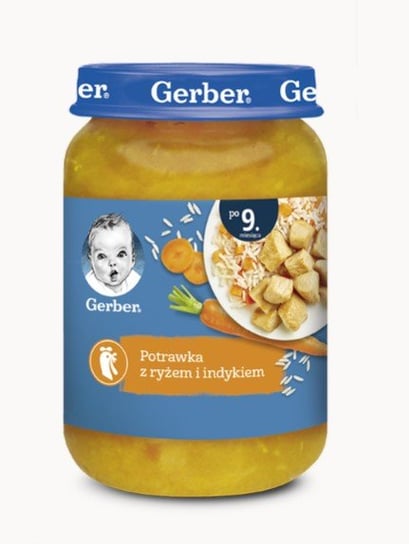 Gerber, Obiadek Potrawka z ryżem i indykiem dla niemowląt po 9 miesiącu, 190 g Gerber