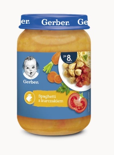 Gerber, Obiadek Spaghetti z kurczakiem dla niemowląt po 8 miesiącu, 190 g Gerber