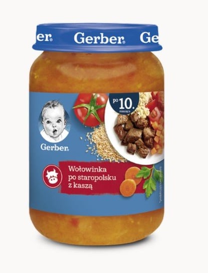 Gerber, Obiadek Wołowinka po staropolsku z kaszą dla niemowląt po 10 miesiącu, 190 g Gerber