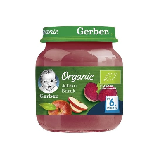 GERBER ORGANIC Deserek jabłko burak dla niemowląt po 6 miesiącu 125 g Bio Gerber