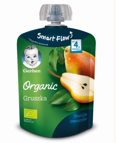Gerber Organic, Deserek w tubce Gruszka dla niemowląt po 4 miesiącu, 90 g Gerber