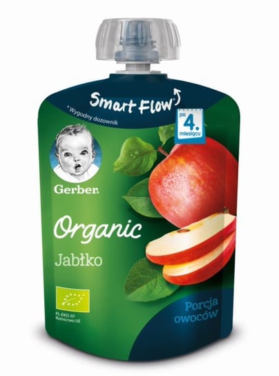 Gerber Organic, Deserek w tubce Jabłko dla niemowląt po 4 miesiącu, 90 g Gerber