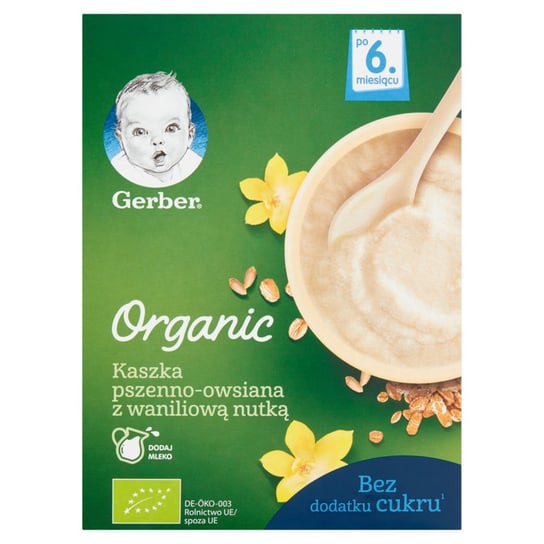 Gerber Organic Kaszka Mlecz.Pszenn-Ows.Wanil, 240G Gerber