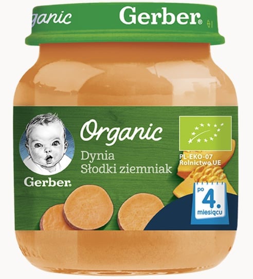 Gerber Organic, Obiadek Dynia słodki ziemniak dla niemowląt po 4 miesiącu, 125 g Gerber