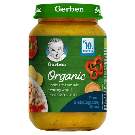 Gerber Organic Obiadek słodkie ziemniaki z warzywami i kurczakiem dla niemowląt po 10 miesiącu 190 g Bio Gerber
