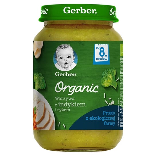 Gerber Organic Warzywa z indykiem i ryżem po 8. miesiącu 190 g Bio Gerber