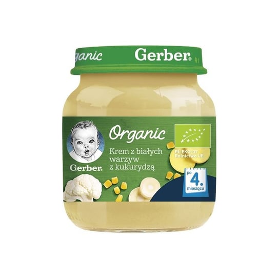 Gerber Organic Zupka krem z białych warzyw z kukurydzą dla niemowląt po 4 miesiącu 125 g Bio Gerber